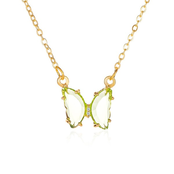 Wholesale Alloy Glass Butterfly Necklace